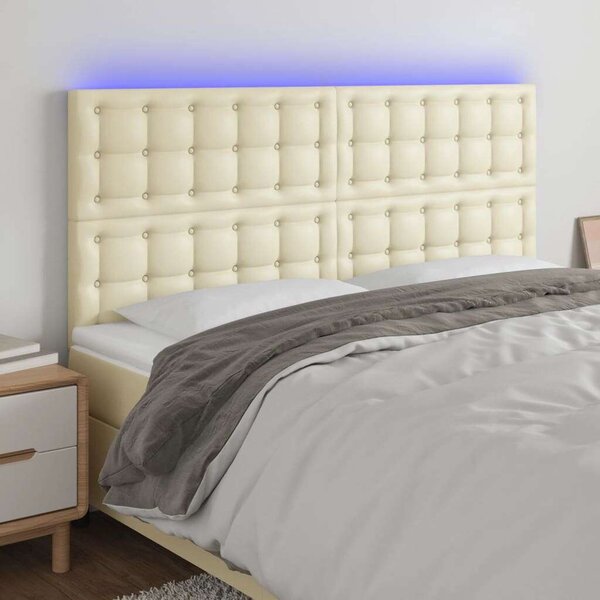 VidaXL krémszínű műbőr LED-es fejtámla 160x5x118/128 cm