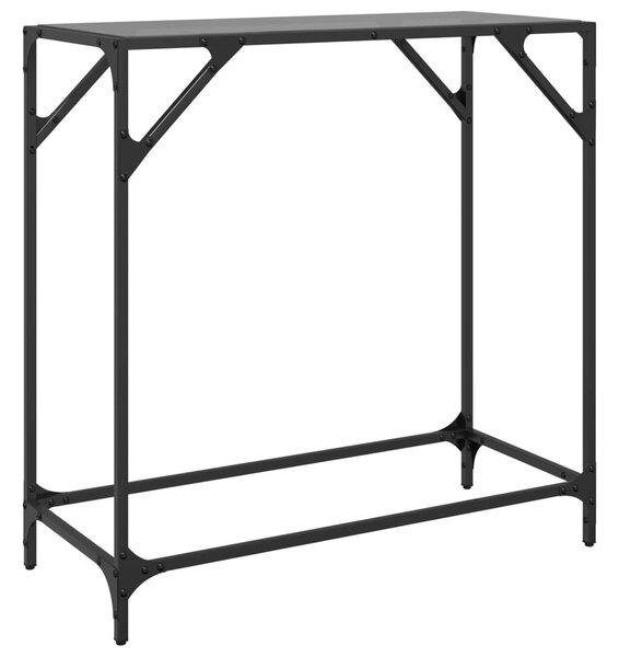 Acél tálalóasztal fekete üveglappal 80 x 35 x 81 cm