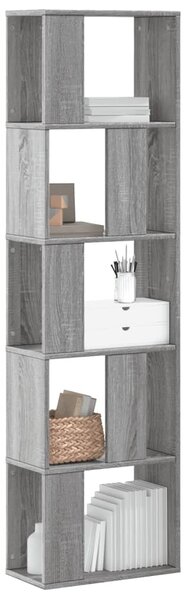 5 szintes szürke sonoma szerelt fa könyvespolc 45x23,5x162,5 cm