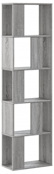 5 szintes szürke sonoma szerelt fa könyvespolc 45x23,5x162,5 cm