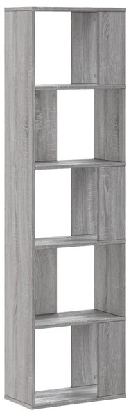 5 szintes szürke sonoma szerelt fa könyvespolc 45x23,5x162,5 cm