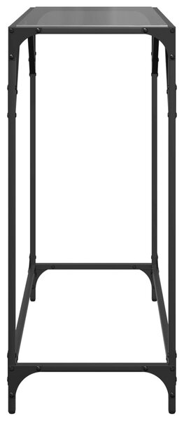 Acél tálalóasztal fekete üveglappal 80 x 35 x 81 cm