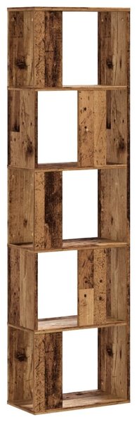 5 szintes antik fa színű fa könyvespolc 45 x 23,5 x 162,5 cm