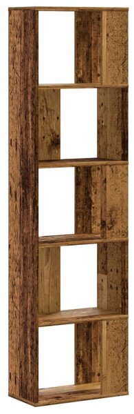 5 szintes antik fa színű fa könyvespolc 45 x 23,5 x 162,5 cm