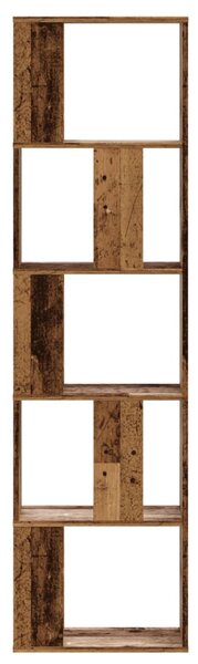 5 szintes antik fa színű fa könyvespolc 45 x 23,5 x 162,5 cm