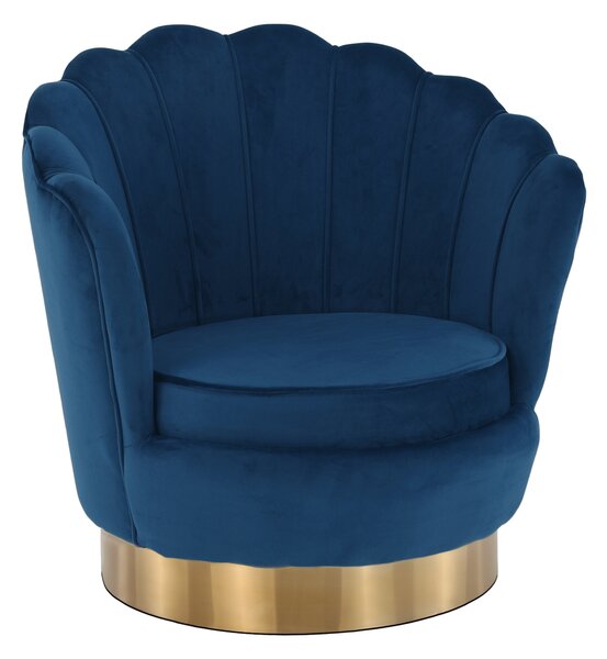Dizájn fotel, kék Velvet szövet/arany, ROLIO