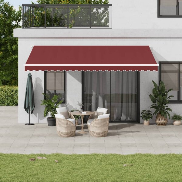 VidaXL burgundi vörös kézzel kihúzható napellenző 500 x 300 cm