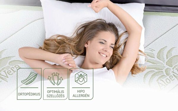 Aloe Vera 14 + 2 Memory Matrac, bambuszszálas huzat antimikrobiális hatással, szuper ortopéd, 3D szellőzésmentes 90x200 cm