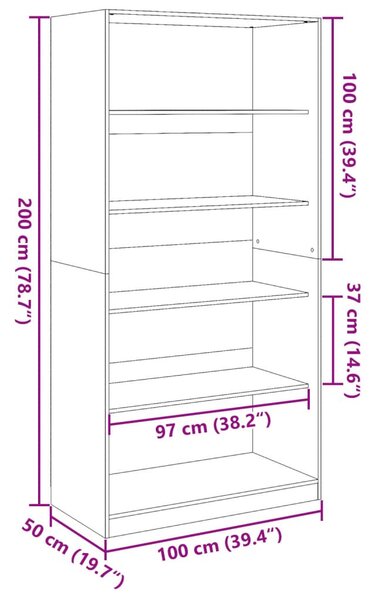 Antik fa színű szerelt fa ruhásszekrény 100 x 50 x 200 cm