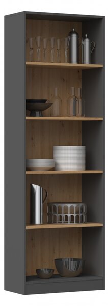 Keskeny könyvespolc RAUNO - 60 cm, artisan tölgy / antracit