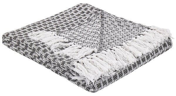 Fekete és fehér pamut ágytakaró 130 x 160 cm KIRAMAN