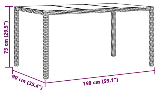 7 részes barna polyrattan kerti bisztrógarnitúra párnákkal