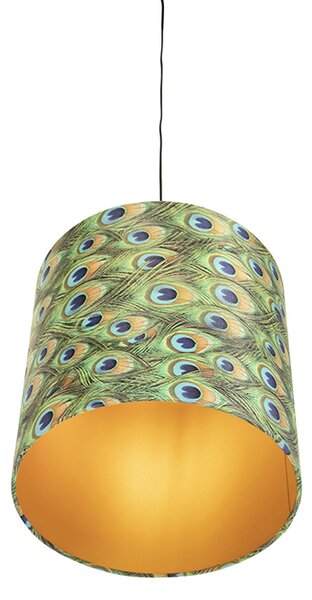 Lógólámpa bársony árnyékolóval páva mintával arannyal 40 cm - Combi