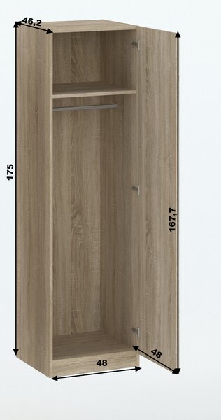 Keskeny előszobai gardrób 51 cm ROSHARON - sonoma tölgy