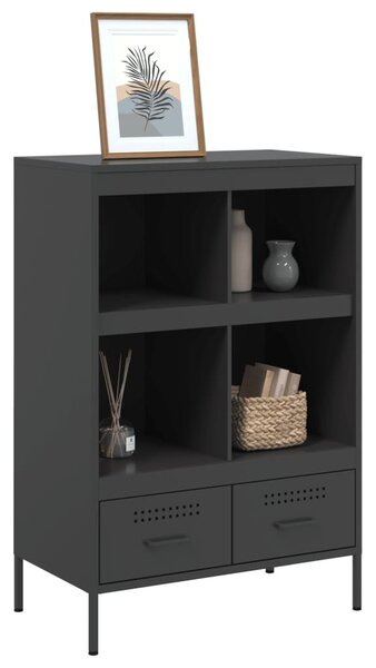 Fekete acél magasszekrény 68 x 39 x 101,5 cm