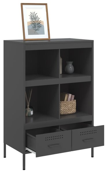 Fekete acél magasszekrény 68 x 39 x 101,5 cm