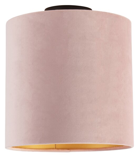 Mennyezeti lámpa velúr árnyalattal régi rózsaszín, arany 25 cm - kombinált fekete