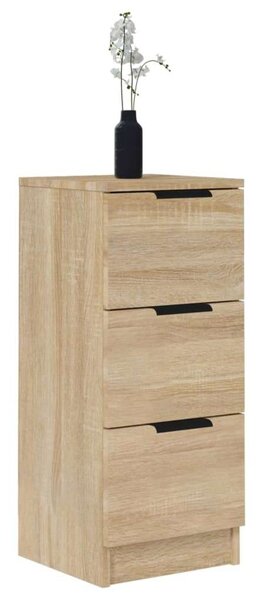 2 db sonoma-tölgyszínű szerelt fa tálalóasztal 30 x 30 x 70 cm