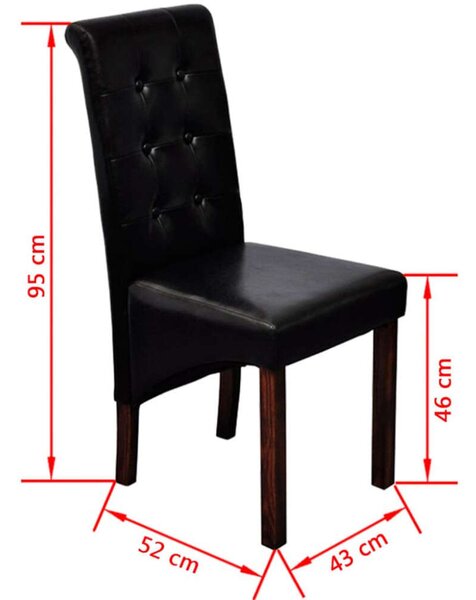 Elegáns Antik Stílusú Étkezőszék - 6 db - Fekete Műbőr
