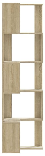5 szintes sonoma tölgy szerelt fa sarok könyvespolc 50x50x179cm