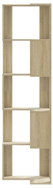 5 szintes sonoma tölgy szerelt fa sarok könyvespolc 50x50x179cm