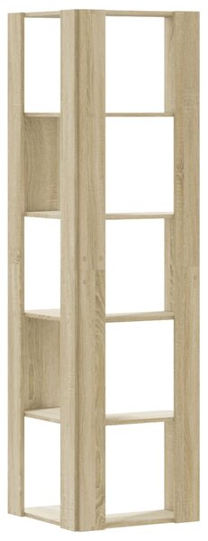 5 szintes sonoma tölgy szerelt fa sarok könyvespolc 50x50x179cm