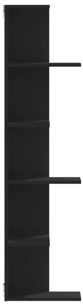 Fekete szerelt fa fali sarokpolc 36,5 x 36,5 x 140 cm