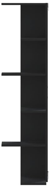 Fekete szerelt fa fali sarokpolc 36,5 x 36,5 x 140 cm