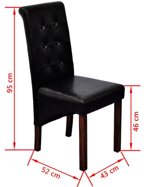 Elegáns Antik Stílusú Étkezőszék - 6 db - Fekete Műbőr