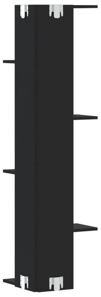 Fekete szerelt fa fali sarokpolc 36,5 x 36,5 x 140 cm