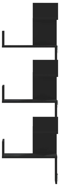 Fekete szerelt fa fali sarokpolc 45 x 45 x 147 cm