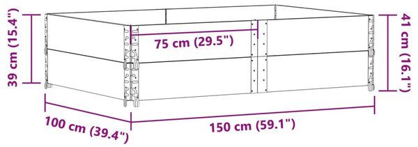 Tömör fenyőfa kerti virágláda 150 x 00 cm