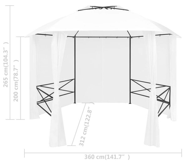 VidaXL Kerti Pavilon - Fehér - 360x312x265 cm