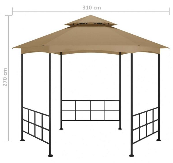 Tópszínű pavilon oldalfalakkal 3,1 x 2,7 m