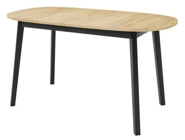 Ovális, kihúzható étkezőasztal 150x80 cm JORIS - kraft tölgyfa, arany / fekete
