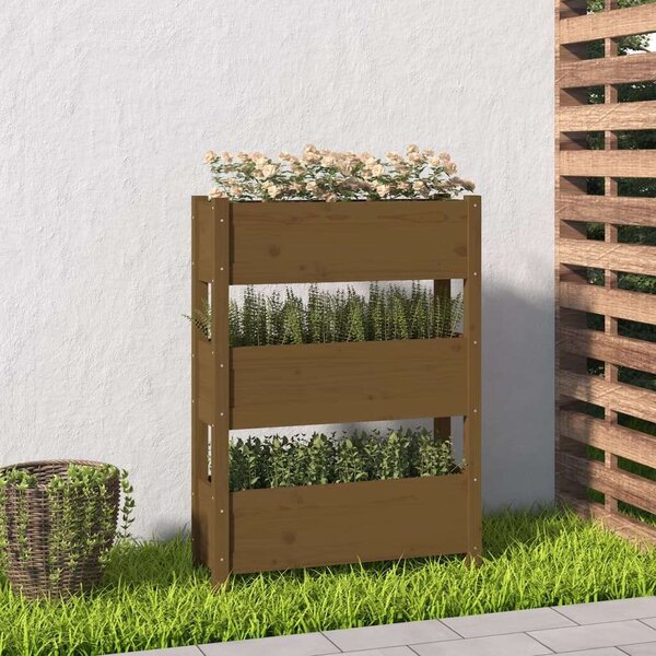 VidaXL 3 Szintes Fenyőfa Növénytartó - 77x25x104,5 cm