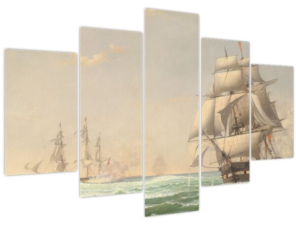 Kép - Fitz Henry Lane, The United States Frigate President Engaging the British Squadron, reprodukciók (150x105 cm)