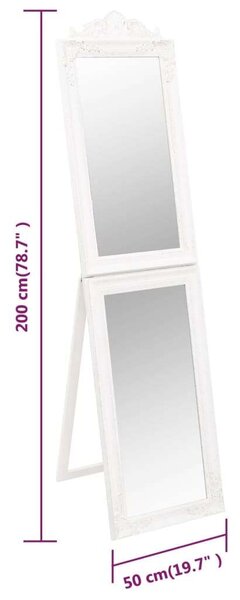 Barokk Stílusú Összecsukható Állótükör - Fehér - 50x200 cm