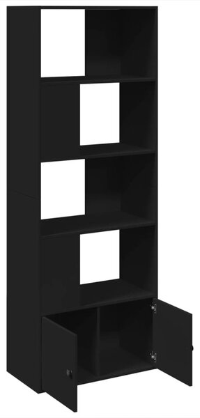 Fekete szerelt fa könyvszekrény 70 x 36 x 189 cm