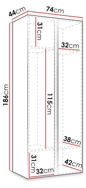 Tükrös szekrény a folyosóra 74 cm MALIA - fekete