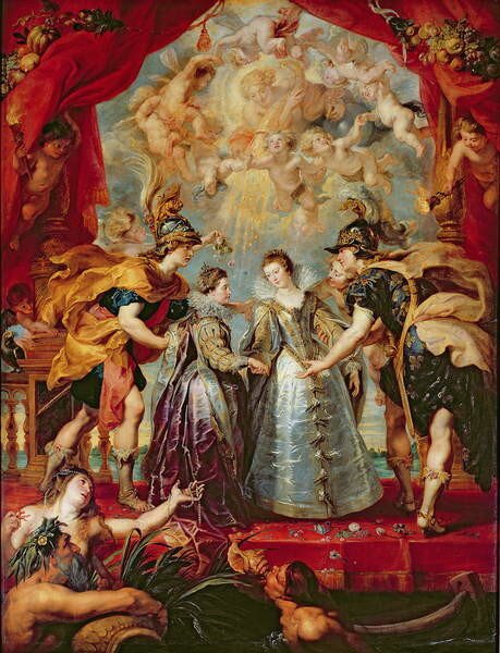 Peter Paul Rubens - Festmény reprodukció The Medici Cycle: Exchange of the Two Princesses of France and Spain, (30 x 40 cm)