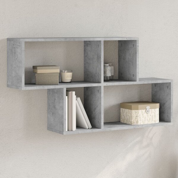 Betonszürke szerelt fa fali polc 100 x 20 x 53 cm