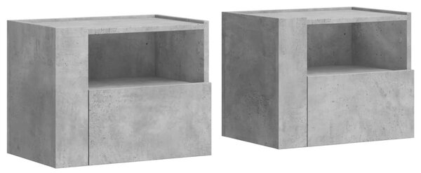 2 db betonszürke falra szerelhető éjjeliszekrény 45x30x35 cm