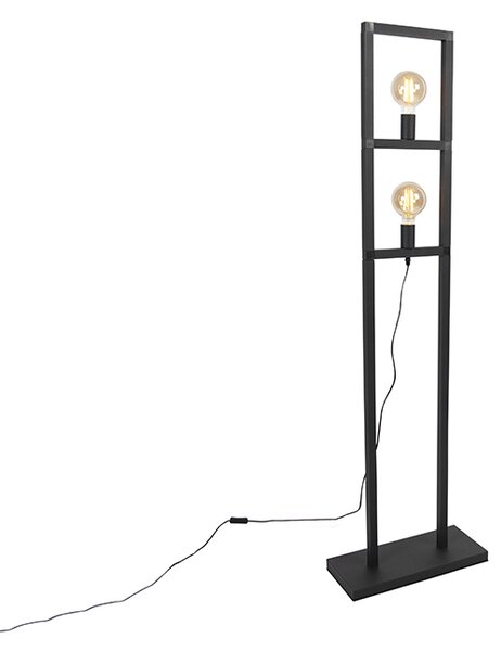 Ipari állólámpa 2-világító fekete - Simple Cage 2