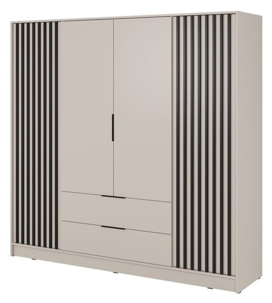 Négyajtós gardróbszekrény MARFA - szélesség 206 cm, kasmír / fekete