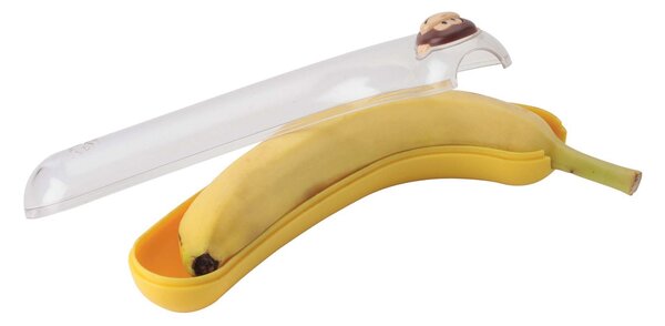 Banán frissentartó tároló fedéllel, ABS, Ø10,2xH9 cm, Joie Monkey Sárga