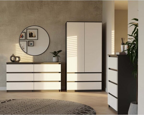 Előszobai szekrény 90 cm TAAVI - antracit / fehér