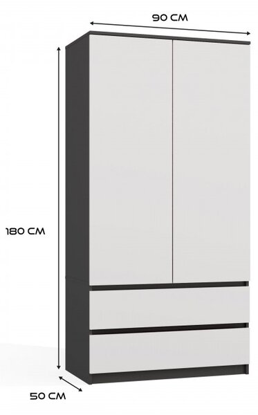 Előszobai szekrény 90 cm TAAVI - antracit / fehér