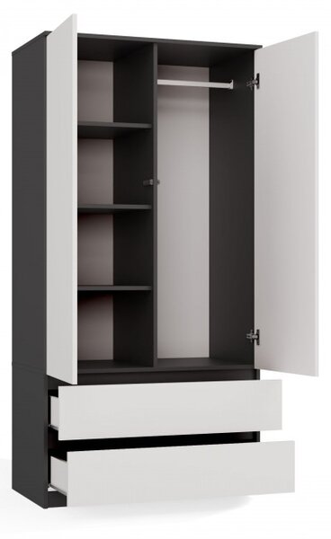 Előszobai szekrény 90 cm TAAVI - antracit / fehér