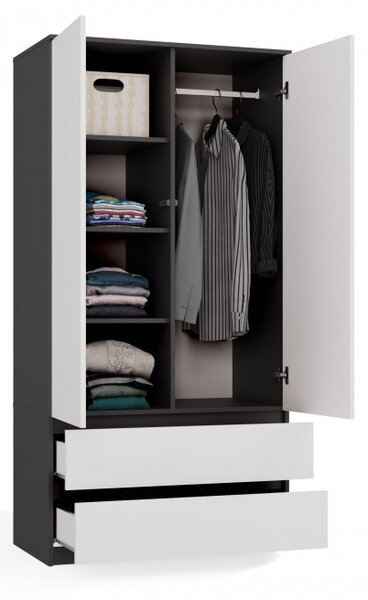 Előszobai szekrény 90 cm TAAVI - antracit / fehér